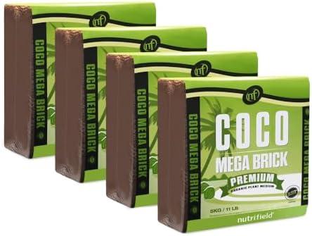 Nutrifield Coco Coir Mega Brick 4-Pack 45 Pound Block Compressed Coir Nutrifield Premium Coco is Pre Buffered with Calcium, RHP Quality, Coconut Coir for Garden