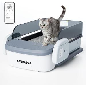 Self Cleaning Litter Box,Fully Open Automatic Litter Box with App Control for Multiple Cats,Electric Litter Robot with Triple Sensor Protection,10L Waste Bin,Include 1 Roll Liners - White