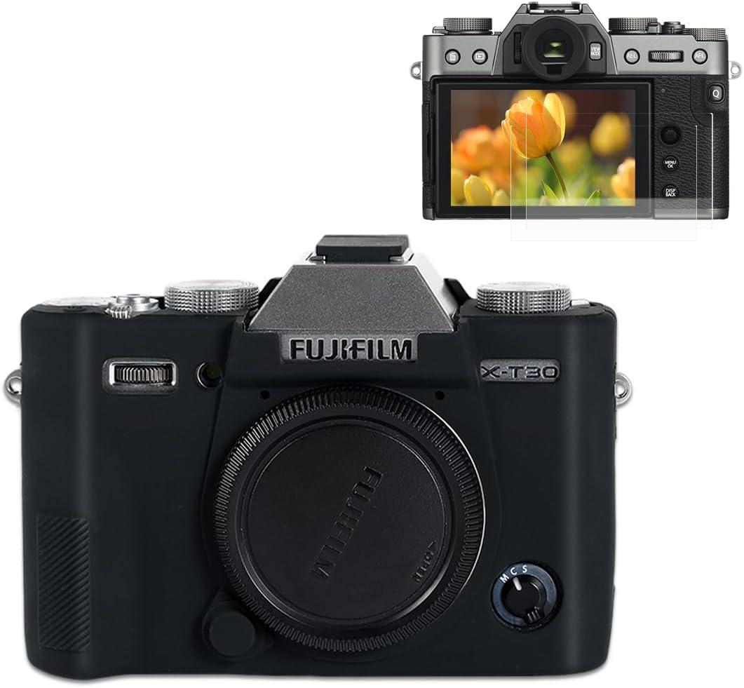 Pocoukate Case for Fujifilm Fuji XT30 / XT30 II Camera, Soft Silicone Protective Cover Skin with Screen Protector Accessories for Fuji XT30 / XT30 II Camera Bag (Black)