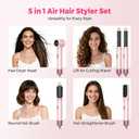 Atopskins 5 in 1 Hair Dryer Brush Set, Detachable Hot Air Styler, Blow Dryer Brush, 3 Heat Settings Auto Curling Wrap Styler, Ionic Hair Styling Tools - Straighten Curl Dry Volumize Smooth (Pink)