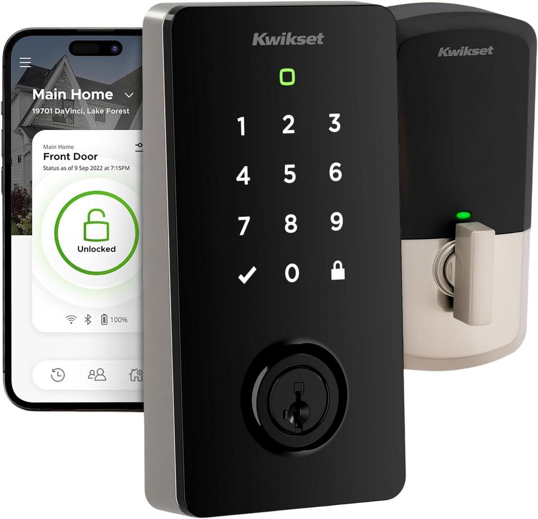 Kwikset Halo Select Smart Lock Keyless Entry Door Lock Wi-Fi and Matter Enabled Deadbolt No Hub Needed, Geofence Auto-Unlock, Grade AAA Certified, Easy Install, Satin Nickel, Contemporary