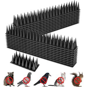 Bird Spikes, 30 Pack Squirrel Raccoon Pigeon Cat Animal Deterrent Spikes Anti-Climb for Outside Anti Animal Defender Spikes Outdoor to Keep Birds Away Black