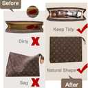 Toiletry Pouch 19 26 Bag Organizer Insert for Cosmetics Tidy Organizer,Felt Purse Organizer Insert Ladies Tote Handbag Liner Pocket Organizer with Keychain & Gold Buckle & Zip(Large-26,Beige)