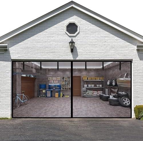 LIAMST Garage Door Screen for 18x8FT,2 Car Garage Doors- Reinforced Fiberglass Door Screen,Stronger High Energy Magnets, Magnetic Screen Door