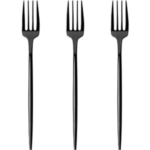 100 Count Black Plastic Forks, Heavy Duty Disposable Cutlery, Black Silverware Plastic Utensils for Party, Birthday, Wedding 