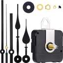 High Torque Long Shaft Clock Movement Mechanism Wall Quartz Clock Mechanism Kit with 2 Different Pairs of Hands Clock DIY Repair Parts Motor Replacement (Color Set 1, Shaft Length 9/10 Inch/ 23 Mm) (Black)