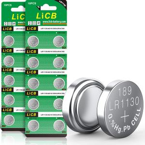 LiCB 20 Pack LR1130 AG10 Battery 1.5V Long-Lasting Alkaline Button Cell Batteries