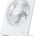 Zuvas Desk Fan Battery Operated Fan Rechargeable 180Tilt Folding Personal Fan Ultra Quiet Small Portable 3 Speed Adjustable Strong Wind Fan For Office Bedroom Home Desktop Camping (White)