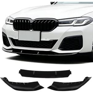 KHK Front Bumper Lip Compatible with BMW 2021-2023 5-Series G30 Facelift with M-Sport Bumper, Glossy Black Car Front Lip Bumper Air Splitter