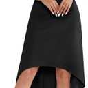 MUADRESS Women Prom Spaghetti Strap Flutter Sleeve V Neck Sparkly Midi Dress Elegant Flowy Ruffle Wedding Guest Bridesmaid Hi-Lo Dress Black L