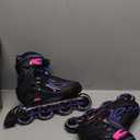 2PM SPORTS Vinal Girls Adjustable Flashing Inline Skates, All Wheels Light Up, Fun Illuminating Skates for Kids Men Adult Women and Boys (Large - Youth (4-7 US), Violet & Magenta)