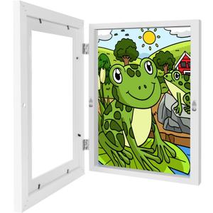 1 Pack Kids Art Frames 8.5x11 Inch Kids Artwork Flip Frame Changeable for Picture Display, Children School Drawing Projects Storage, Horizontally Vertically Wall Hanging, Front Opening, White