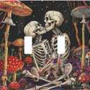 ROUGUI Decorative Switch Plate Covers Skeletons are Kissing and Surrounded by Red Mushrooms 2 Gang Wall Plate Double Toggle Light Switch Cover Plate Electric Dual Device Electrical Faceplate