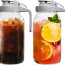 VA1KENE | 2 Pack | 64oz | Glass Pitcher with Lid Wide Mouth, 2 Quart (1.9 Liter) Mason Jar Pitcher with Lid and Spout, Leakproof Water Jug for Water, Juice, Tea, Iced Coffee, Milk Storage, Grey