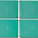 Metal Pegboard Wall Organizer 12" x 16" Heavy Duty Steel Peg Board for Garage Workshop Tool Storage, Perforated Wall Mount Panel with French Cleat Hardware, Green