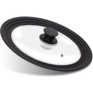 Anaeat Silicone Universal Lid for Pots, Pans and Skillets - Tempered Glass Covered with Heat Resistant Silicone Rim Fits 10", 11" and 12" Diameter Cookware -Easy to Use Replacement Frying Pan Cover