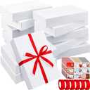 Qeeenar 48 Pack Extra Large Gift Boxes with Lids Set, 6 Rolls Red Wrap Tape, 90 Paper Tag Stickers, Clothes Shirt Boxes for Presents Holidays Birthday (Classic,17 x 11 x 4'')