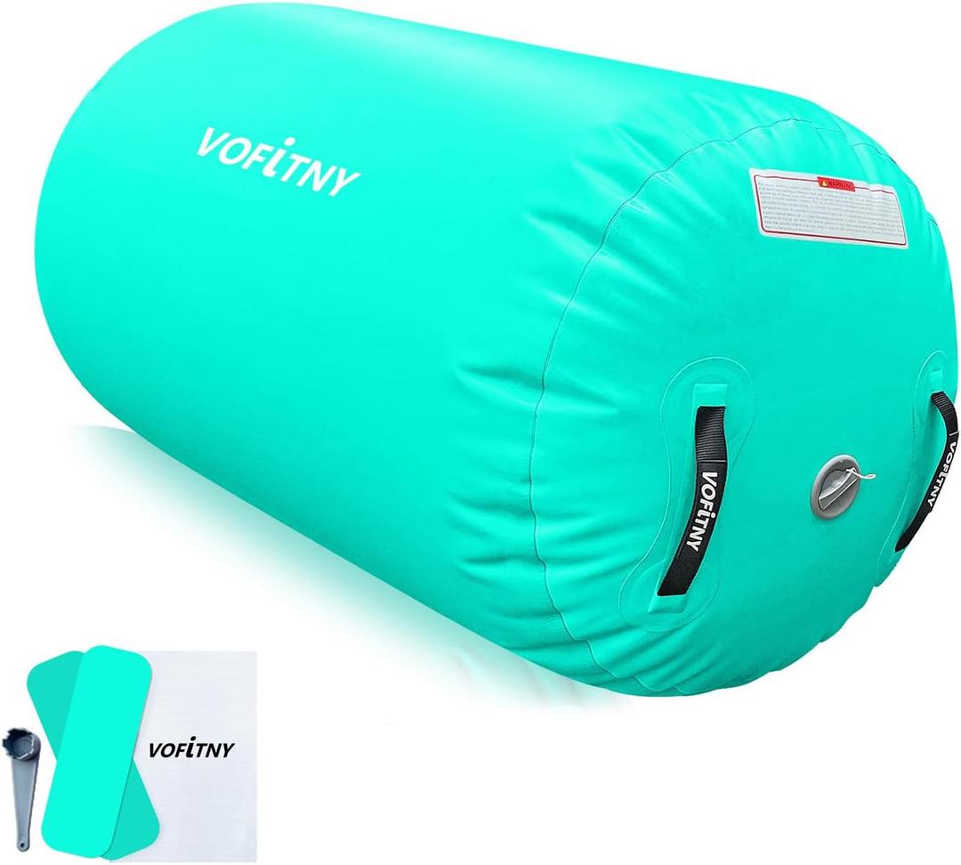 VOFiTNY Gymnastics Tumbling Equipment Air Barrel Inflatable Octagon Tumbler Roller Back-bend Trainer Cheerleading Without Pump (2.6'L x 1.55'D)