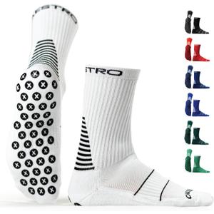 Maestro Soccer Grip Socks for Men and Women with Non-Slip Pads - Anti-Slip Socks Ideal for Football, Basketball, Sports (as1, alpha, l, regular, regular, White)