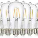 6Pack Edison Bulbs Dimmable ST58 Vintage Light Bulbs E26 LED Bulb3.5w Power, Equivalent to 38w,2700K Decorative Light Bulb Suitable Wine Cabinet(Warm White)
