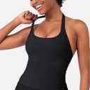 HIGORUN Halter Impact Tank Tops for Women Y2K Workout Longline Crop Tops with Built in Bras Open Back Going Out Gym Top (Black, L)