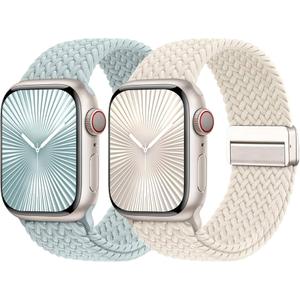 Braided Stretchy Bands with Magnetic Clasp Compatible for Apple Watch Band 38mm 40mm 41mm 42mm 44mm 45mm 46mm 49mm Women Men, Nylon Sport Solo Loop for iWatch Series 11 10 9 8 7 6 5 4 3 Ultra 3 2 1 SE