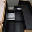 Joligrace Makeup Train Case Professional Cosmetic Organizer Aluminum Storage Box with 4 Adjustable Dividers Trays Lockable Portable with Shoulder Strap (Marble Flower)