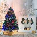 3ft Green Fiber Optic Christmas Tree,Pre-Lit Small Christmas Tree