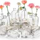 YOUEON 16 Pack Clear Glass Bud Vases, Small Bud Vases in Bulk, Glass Flower Vases for Centerpieces, Vintage Decorative Bottle Vases for Flowers, Home Decor, Wedding Reception, Office