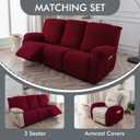 100% Waterproof Recliner Sofa Slipcovers, 3 Pieces Stretch Reclining Couch Covers for 3 Cushion Couch Sofa Pet Friendly Washable Furniture Covers for Dogs, Pets, Kids (Wine, 3 Seater)