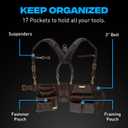 OX Carpenter Tool Belt + Suspenders - Leather Tool Pouch Rig - Size XL