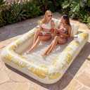 SLOOSH Inflatable Tanning Pool Lounger Float, 85" x 57" Extra Large Pool Floats Adult with Pillow, 4 in 1 Suntan Tub Raft Floatie,Sunbathing Bed Lounge for Water Blow Up Ball Pit, XL-Golden White