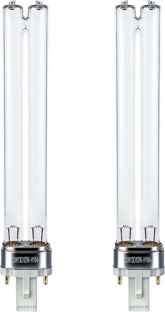 2-Pack 13W UV Light Bulb Replacement with G23 Base, Compatible with Jebao Pond, SunSun, Grech and Other Pond Clarifier Systems, 7.25 Inch UV Lamp Bulb for Pond Filter