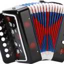 Accordion 10 keys Button Accordion Toy for kids,Musical Instrument,Mini Accordian for Children Beginners (Black)