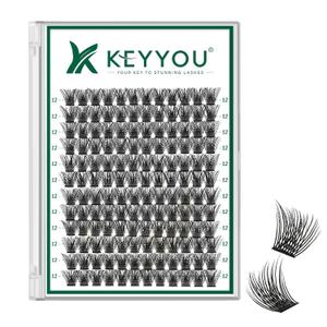 Lash Clusters 144pcs Individual Lashes D Curl 12mm Eyelash Clusters KEYYOU Air Touch Cluster Lashes Super Lightweight Soft Wispy Comfortable Easy DIY at Home(Air01-D-12mm)