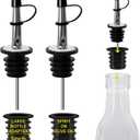 2Pcs Stainless Steel Dust Caps Bottle Pourers,2pourer+ 2Adapters for Large Neck Bottles,Also for Olive Oil, Juice, Syrup,Converts Any Spout into a Large Pour Spout (2)