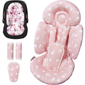TinlyFinly Newborn Car Seat Insert, Head and Body Support, Reversible Infant Insert Compatible with Baby Carseat, Stroller, Mamaroo Swing, Rocker, Bouncer. Baby Car Seat Cushion - Pink Floral