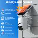 2K Cameras for Home Security-2.4G WiFi Outdoor Camera Wireless Solar/Battery Powered with solar panel, 360 Viewing, AI Human Detection, Color Night Vision, with SD Storage, Works with Alexa(2 Pack)