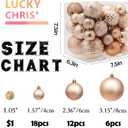 Christmas Ball Ornaments Brown Christmas Tree Decorations with Hang Rope-36pcs Shatterproof Christmas Ornaments Set with 6 Styles in 3 Sizes(Small Medium Large)