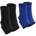 Geyoga 2 Pairs Compression Ankle Sleeve Muay Thai Foot Brace Boxing Ankle Braces for Men Breathable Women Foot Wraps Support for Martial Arts Kickboxing Gym Running, L Size(Black, Blue)