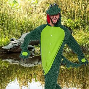 Funziez! Crocodile Alligator Adult Onesie - Dinosaur Halloween Costume - Animal One Piece Cosplay Suit for Women and Men , S