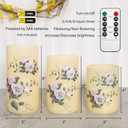 GORGE MOMENT Flameless Candles with Remote & Timer, Love Theme Battery Operated Flickering Glass Rose LED Candles, Bedroom Home Christmas Valentine's Day Decor Table Ornament, Set of 3