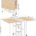 Folding Dining Table, Movable Dining Table, Kitchen Table for Small Space, Foldable and Expandable Desk Furniture with 6 Wheels, for Dining, Living Room, Apartment, White and Natural TCZ01WN, 47.4"L x 31.5"W x 30.1"H