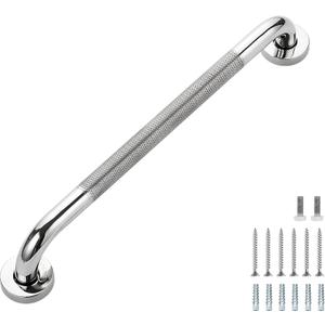 Grab Bars for Shower, 2 Pack 18-Inch Anti Slip Shower Handles for Elderly, Safety Shower Grab Bar, Stainless Steel Handicap Grab Bars for Bathroom (Polished Nickel 1" Diameter)