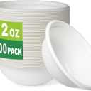 GreenWorks 100 Count 12 OZ Compostable Bowls, Biodegradable Bagasse and Bamboo fiber Paper Bowls