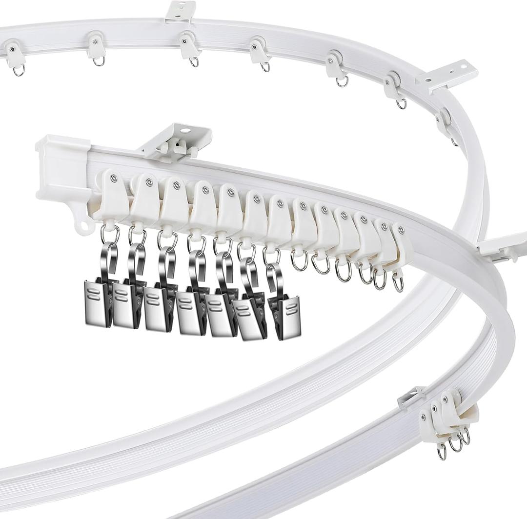 Curved Ceiling Curtain Track Bendable Mount for Curtain Rail Bunk Bed Bay Window Room Divider Flexible Straight (White,8 m/ 26 ft)