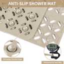 OTHWAY Square Shower Mat, 27"x 27" Extra Large Shower Mats for Inside Shower, TPE Anti Slip Shower Mat with Suction Cups Drain Holes, Machine Washable Shower Floor Mat (Brown)
