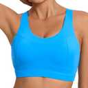 RUNNING GIRL High Impact Sports Bras for Women,Racerback Running Bra Workout Crop Tank Tops Longline Sports Bra Push up(WX2667 Bright Blue L)