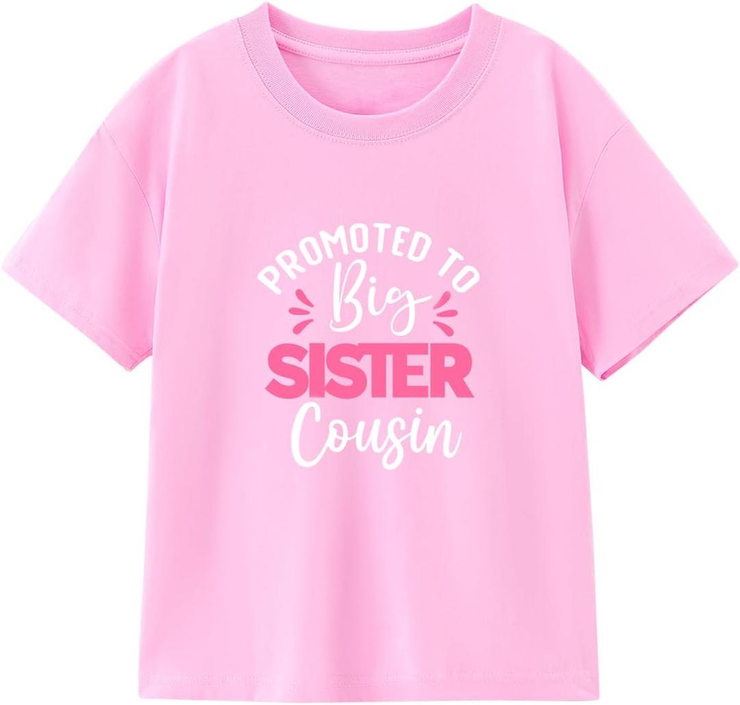 Cousin Crew Shirts for Kids Boys and Girls Baby T-Shirt Promoted to Big Cousin Toddler Summer Short Sleeve Tops Tee 2-8 Years (Pink)