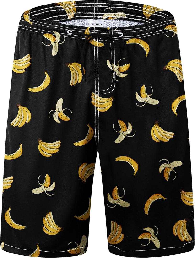 FT FENTENG Mens Swim Trunks Quick Dry Board Shorts with Mesh Lining, Breathable Surf Beach Shorts Swimwear Bathing Suits (XL)